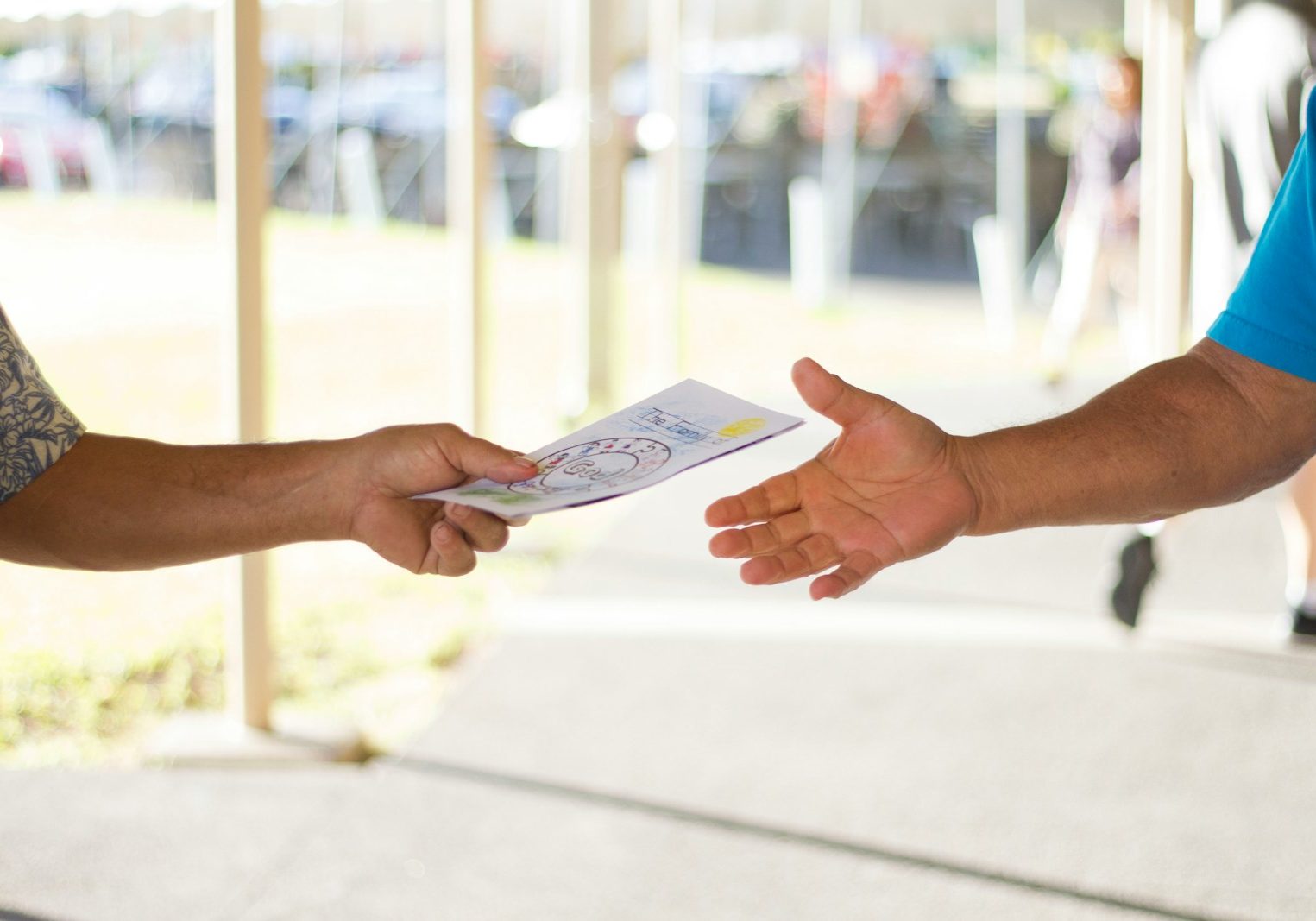 person holding card